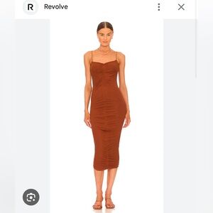 Enza Costa brown knit ruched strappy dress